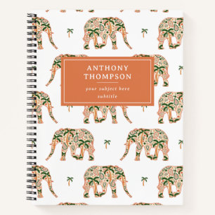Indisches florales Paisley-Ornament Elefanten Benu Notizblock