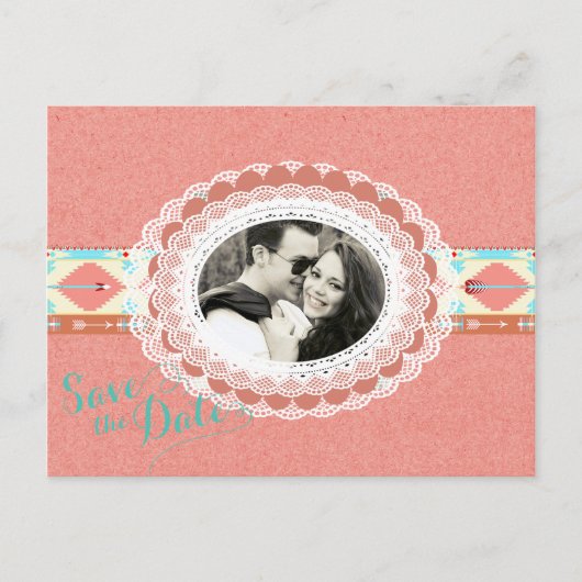 Indisches Foto Save the Date Ankündigungspostkarte (Vorderseite)