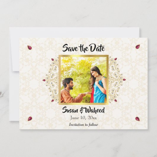 Indisches Hindu-Foto Save the Date (Vorderseite)