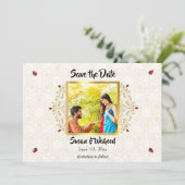 Indisches Hindu-Foto Save the Date (Stehend Vorderseite)