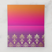 Indisches Hochzeitrosa Lila Orange Platzkarte (Innenseite Aufgefaltet)