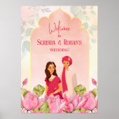 Indisches Hochzeitsempfangsschild Lotus bridal Paa Poster (Vorne)