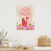 Indisches Hochzeitsempfangsschild Lotus bridal Paa Poster (Küche)