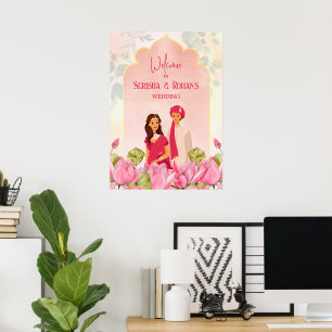 Indisches Hochzeitsempfangsschild Lotus bridal Paa Poster