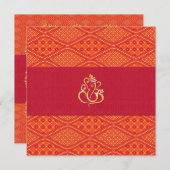 Indisches Hochzeitsmuster Rot und Orange Batik Einladung (Vorne/Hinten)