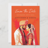 Indisches Hochzeitspaar Save the Date (Vorderseite)