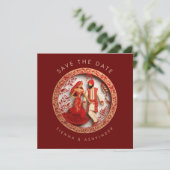 Indisches Hochzeitspaar Save the Date (Stehend Vorderseite)