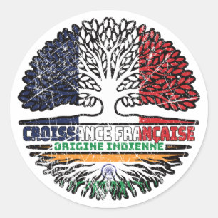 Indisches Indien, Französisch-Tree-Roots-Flag Runder Aufkleber
