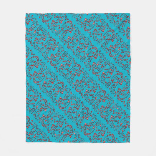 Indisches Lilienhennastrauchmuster Fleecedecke (Vorderseite)