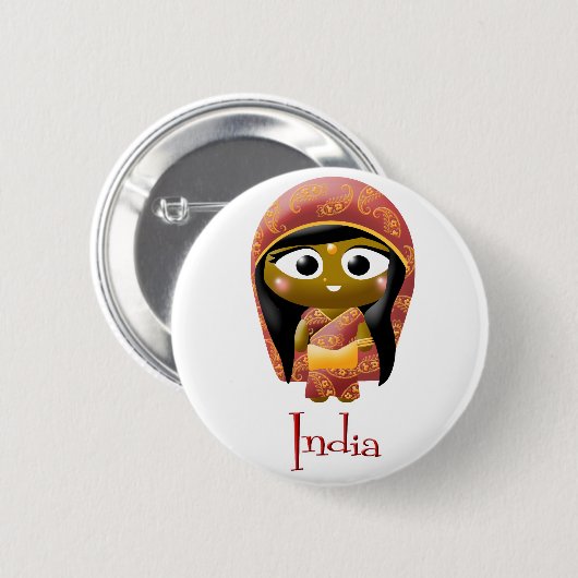 Indisches Mädchen Button (Vorne & Hinten)