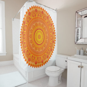 Indisches Mandala Orange Duschvorhang