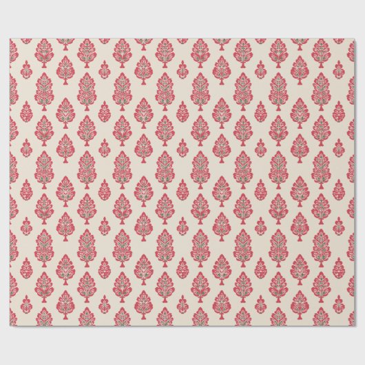 Indisches Muster auf Beige Hintergrundpapier Geschenkpapier (Flach)