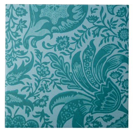 Indisches Muster (von William Morris) Keramik Tile Fliese (Vorderseite)