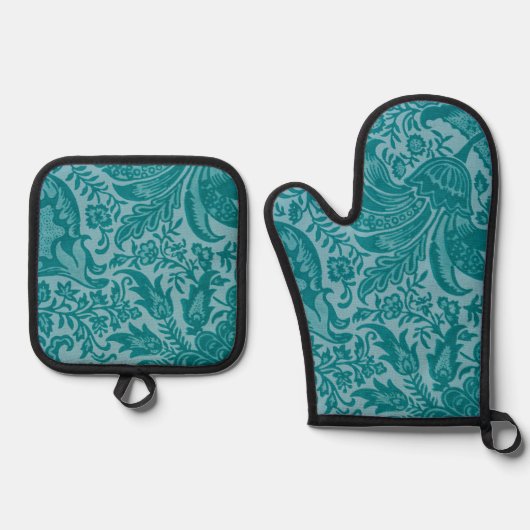 Indisches Muster, William Morris Ofenhandschuh & Topflappen-Set (Vorderseite)