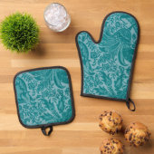 Indisches Muster, William Morris Ofenhandschuh & Topflappen-Set (Oben Unten)