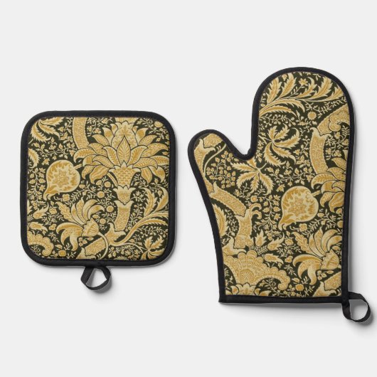 Indisches Muster, William Morris Ofenhandschuh & Topflappen-Set (Vorderseite)