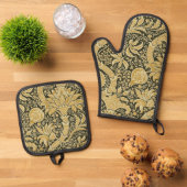 Indisches Muster, William Morris Ofenhandschuh & Topflappen-Set (Oben Unten)