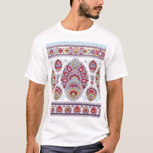 Indisches Paisley-Blumenmuster, ethnisches Medaill T-Shirt