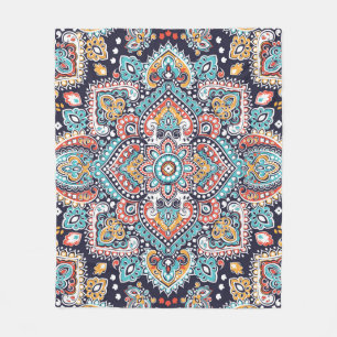 Indisches Paisley: Ethnisches Mandala-Muster Fleecedecke