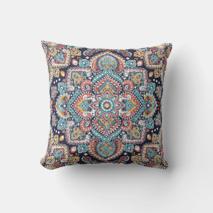 Indisches Paisley: Ethnisches Mandala-Muster Kissen