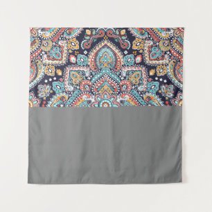 Indisches Paisley: Ethnisches Mandala-Muster Wandteppich