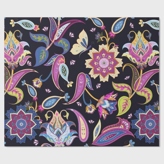 Indisches Paisley-Muster Geschenkpapier (Flach)