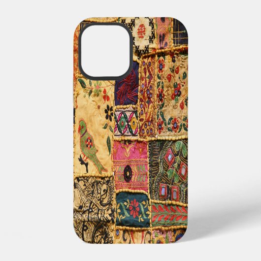 Indisches Patchwork: Hampi-Marktstoff. iPhone Hülle (Rückseite)