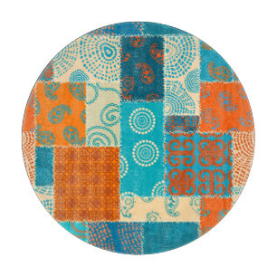 Indisches Patchwork, nahtloser vintage Hintergrund Schneidebrett