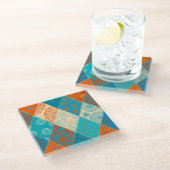 Indisches Patchwork-Nahtloses Vintage-Design. Glasuntersetzer (Schrägansicht)