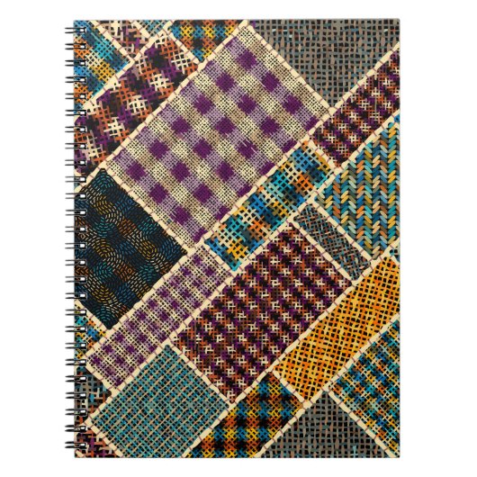Indisches Patchwork: Texturierte Leinwandimitation Notizblock (Vorderseite)