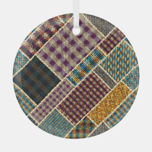 Indisches Patchwork: Texturierte Leinwandimitation Ornament Aus Glas
