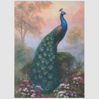 Indisches Pfau-Dekupage-Kunstwerk Seidenpapier
