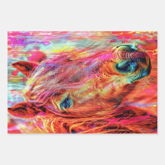 Indisches Pferd, Wasserfarbenpferd, Exotische Frau Geschenkpapier Set (Vorderseite 2)