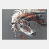 Indisches Pferd, Wasserfarbenpferd, Exotische Frau Geschenkpapier Set (Vorderseite)