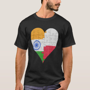Indisches polnisches Flaggenherz T-Shirt