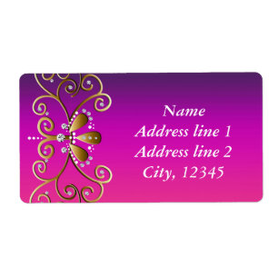 Indisches Prinzessin Lila Rosa Gold Glamour-Etiket