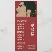 Indisches Restaurantabendessenmenü Menükarte (Vorderseite)