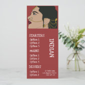 Indisches Restaurantabendessenmenü Menükarte (Stehend Vorderseite)