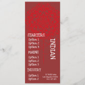 Indisches Restaurantabendessenmenü Menükarte (Vorderseite)