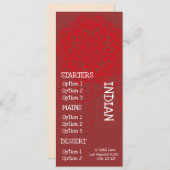 Indisches Restaurantabendessenmenü Menükarte (Vorne/Hinten)