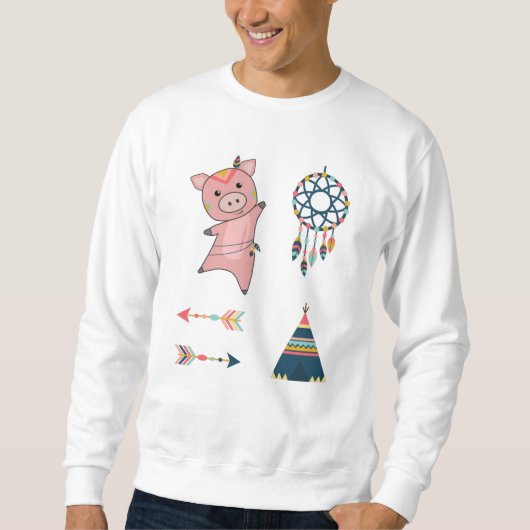 Indisches Schweinefleischaufkleber Set Tipi Sweatshirt (Vorderseite)