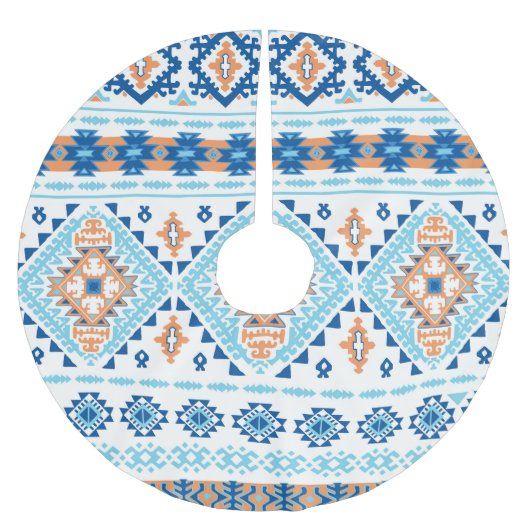 Indisches Stammes-Rug-Ornament Polyester Weihnachtsbaumdecke (Vorderseite)