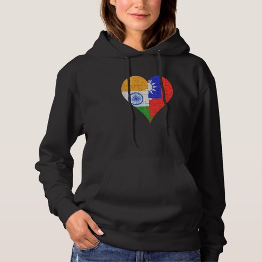 indisches taiwanisches Flaggenherz Hoodie (Vorderseite)