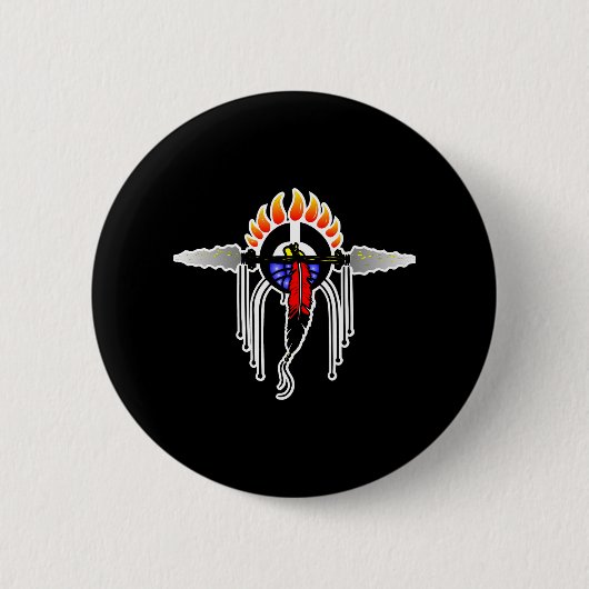 Indisches Totem-Schwarzes Button (Vorderseite)