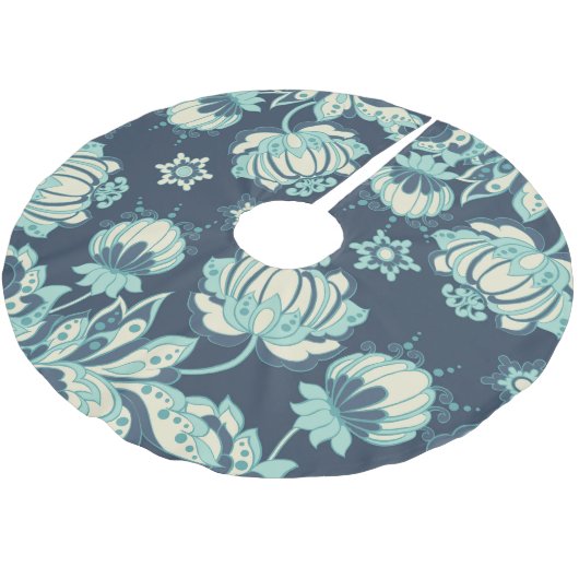 Indisches Vintages Nahtloses Muster Polyester Weihnachtsbaumdecke (Schrägansicht)