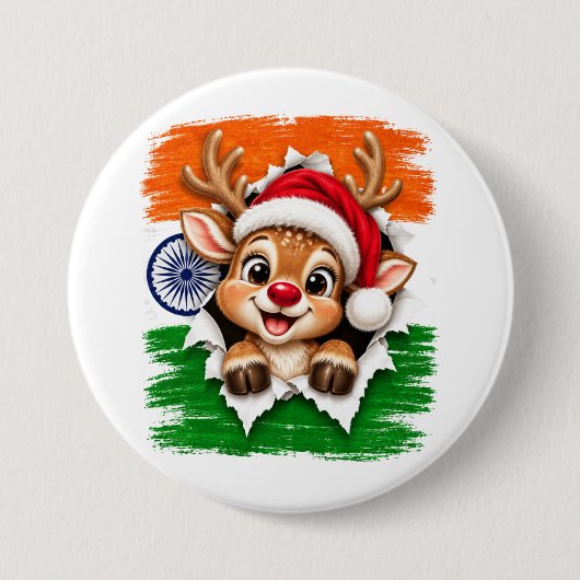 Indisches Weihnachtsrentier Button (Vorderseite)