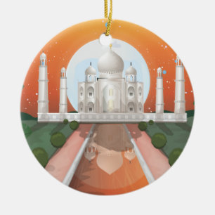 Indisches Welt-Icon-Logo-Reiseposter Keramik Ornament