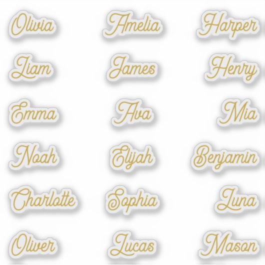 Individual Names Elegant Gold Calligraphy Script  Aufkleber (Vorderseite)