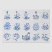 Individual Vintage Inspired Blue White Delft Seidenpapier (Vorderseite)