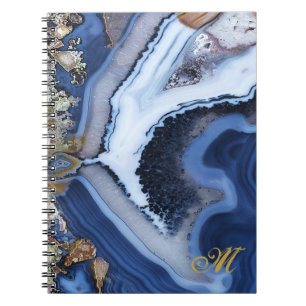 Individualisierbar Gold Weiß Blau MARMOR Journal N Notizblock